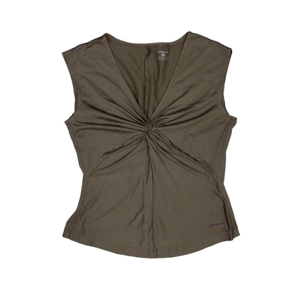 Patagonia Shirt Women’s Size Large Brown Bandha Twist Front Tank Sleeveless Top - Picture 8 of 8